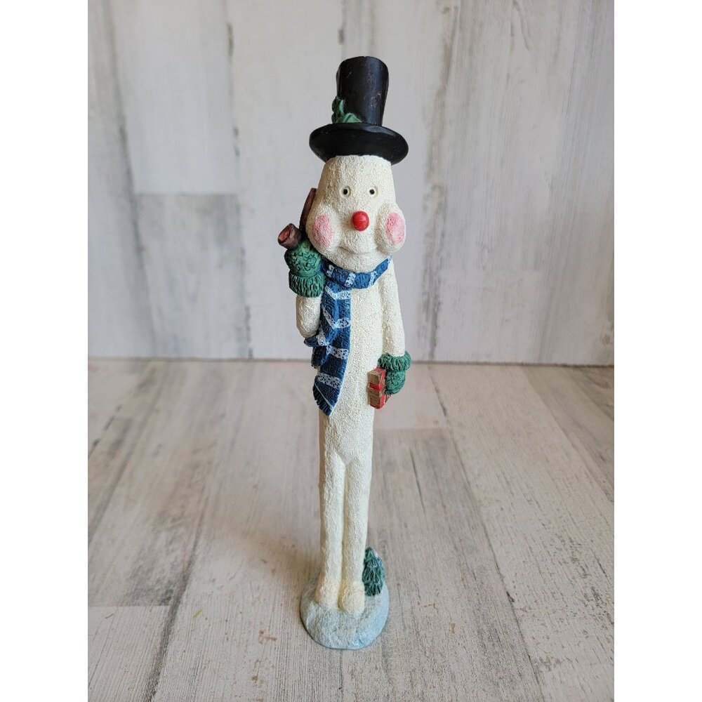 Vintage 1994 tall snowman‎ skinny ceramic pipe Xmas home decor unique